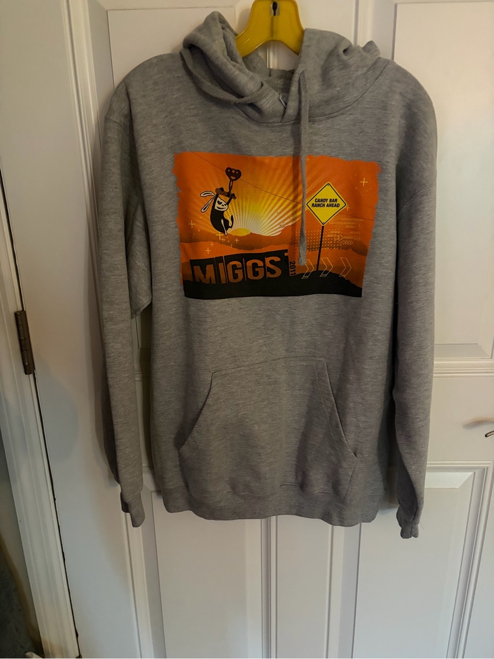 Tultex Gray Hoodie with Orange Graphic Front Print